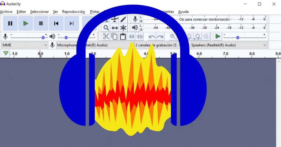 Interfaz del editor de audio Audacity