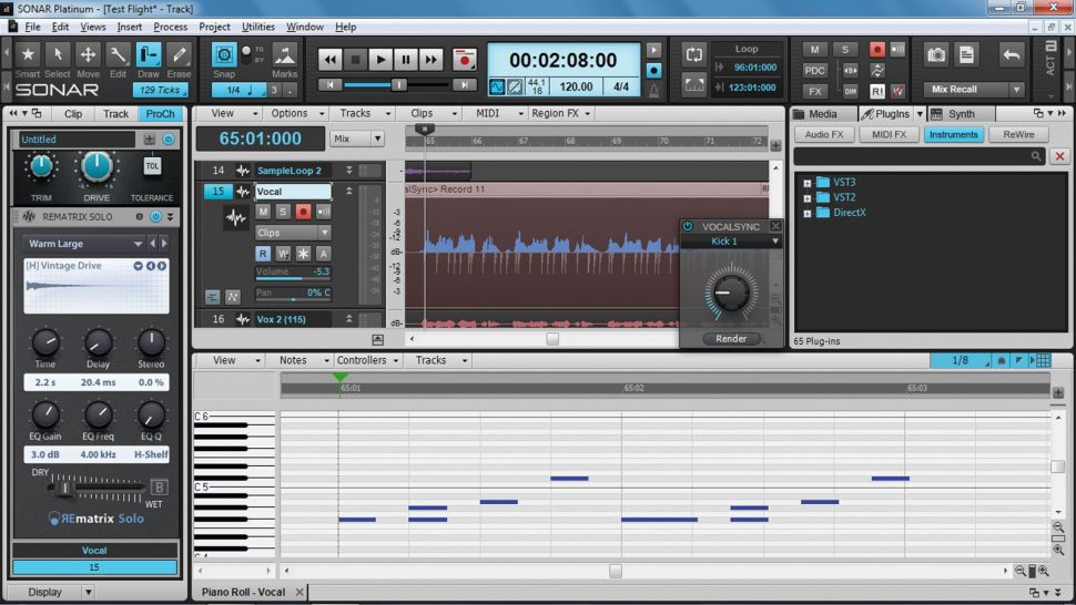 Interfaz del DAW Cakewalk Sonar