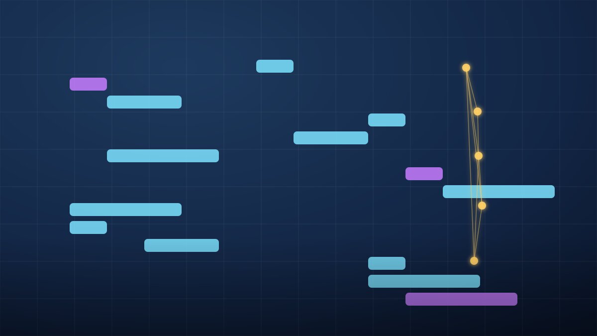 Ilustración abstracta de composición MIDI con IA: piano roll con notas y red neuronal